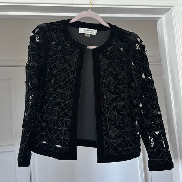 Black Tahari Arthur S. Levine Jacket with cutouts - Picture 1 of 3